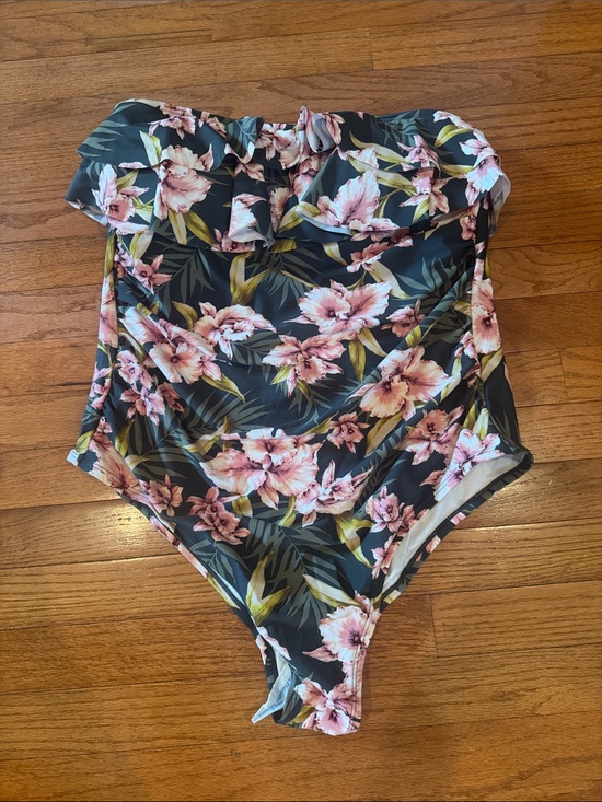 Kona Sol Other - Kona Sol Black Swimsuit with Pink Floral Print